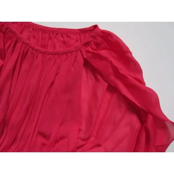 NWT Rachel Zoe Henrietta in Pink Red Silk Chiffon Cape Back Grecian Gown 2 $795